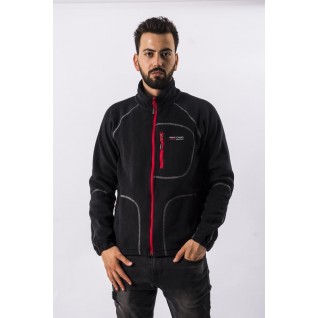 FreeCamp Man Full Zipper Fleece Polar-SİYAH-KIRMIZI